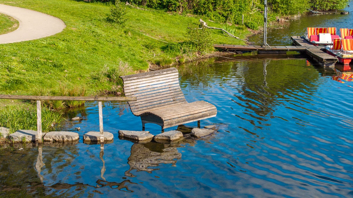 vorbecken airlebnisweg amecke bank im wasser